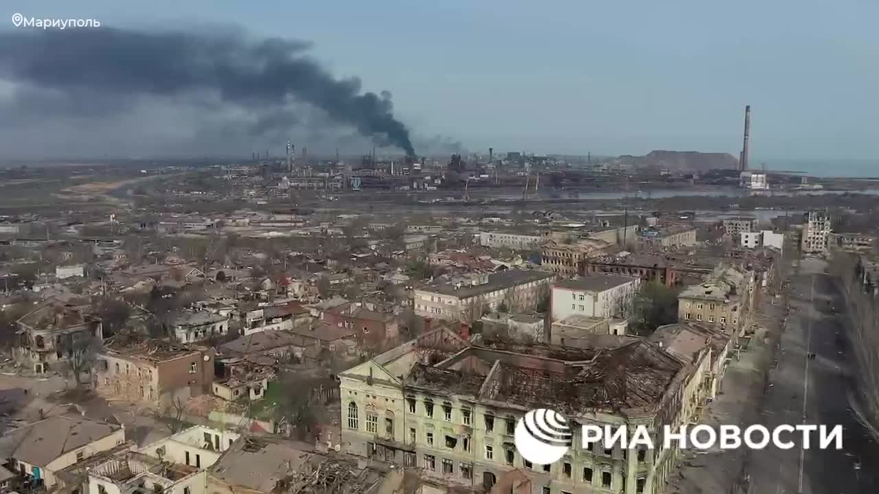 RASHIST DRONES FILMED THE TERRITORY OF AZOVSTAL IN MARIUPOL FROM A AERIAL VIEW