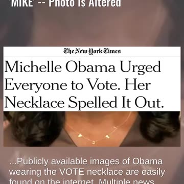 Fact Check: Michelle Obama Did NOT Wear Necklace That Spelled Out 'MIKE' -- Photo Is Altered