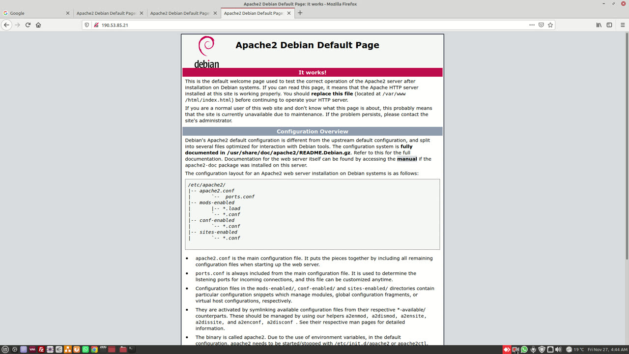 Instalar Debian 10 como Servidor Web con Apache2