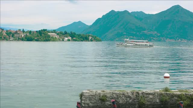 boat travel maggiore lake beautiful nature and town italy