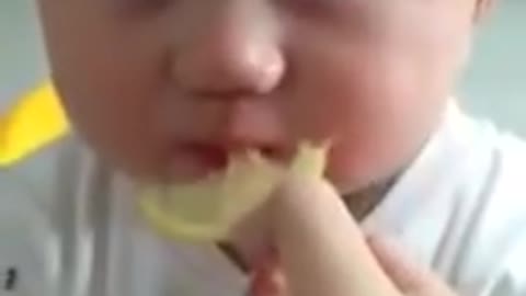 Cute Baby Eating Sour Lemon 3 times!