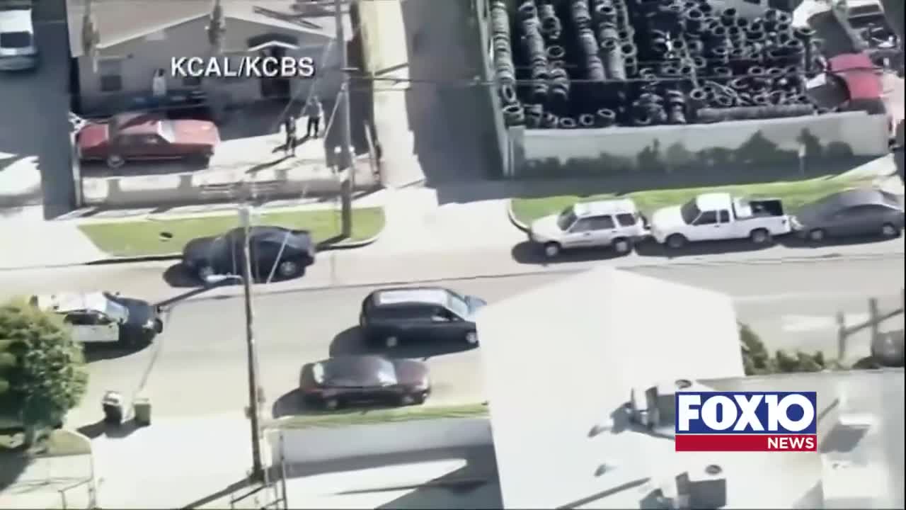 Aerial Footage Of Mini Van Police Chase... Riding Rims... Crash & Takedown