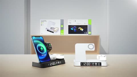 Wireless Charger Stand Pad Alarm Clock Night Light Fast Charging