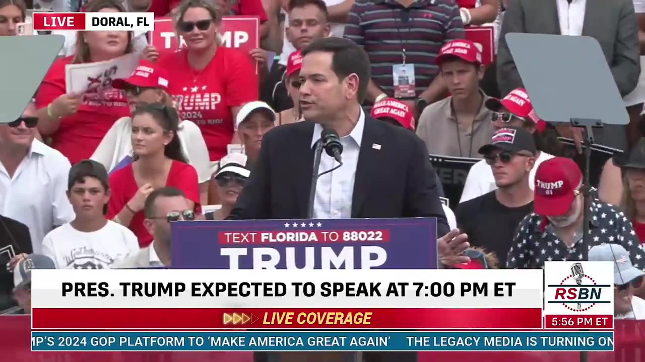 Senator Marco Rubio Addresses Crowd At Trump Doral Rally