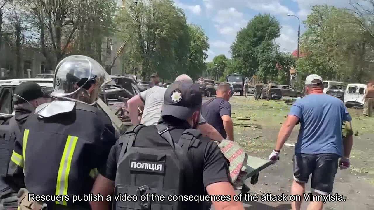 Rescuers publish a video of the consequences of the attack on Vinnytsia.