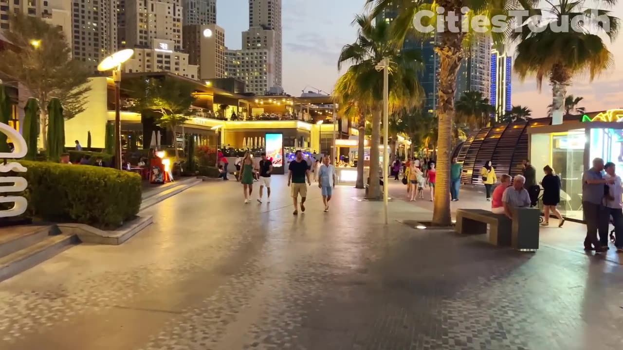 Dubai 🇦🇪 Night JBR (Jumeirah Beach Residence) ( 4K ) Strolling visit