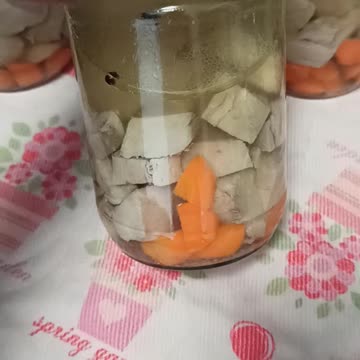 Meat in jelly ready to put in the fridge