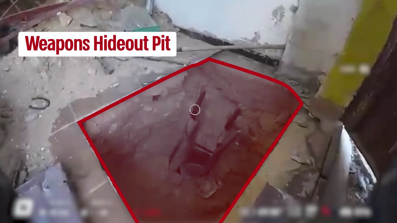 Attached is drone footage of the detection of a weapons pit in the building: