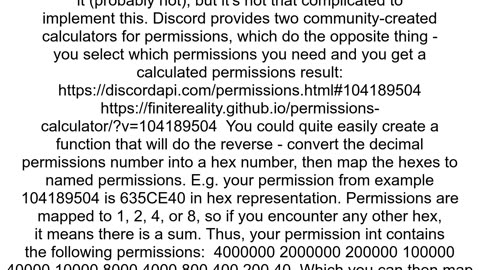 How to convert guildpermissions number into an array of persmissions discordjs oauth2