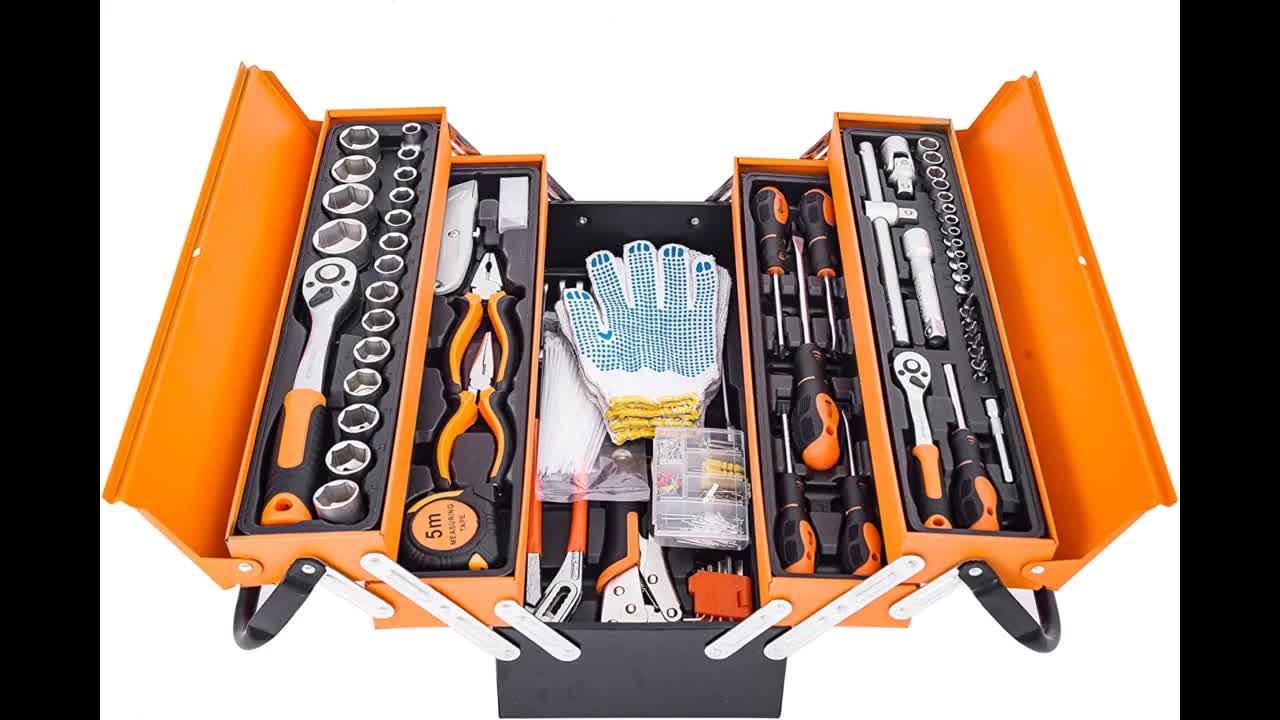 Review: (Premium Quality)299-Piece Household Tool Kits with 3 Drawers Tool Metal Box, HomeAuto...