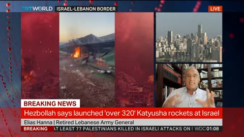 Hezbollah responds to the Israeli airstrikes with a large rocket attack