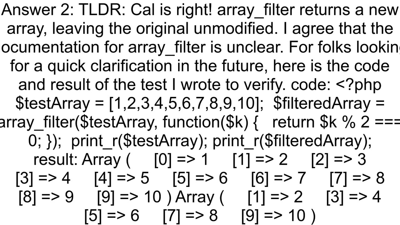 Does the array_filter function change the given array in place or return a new array