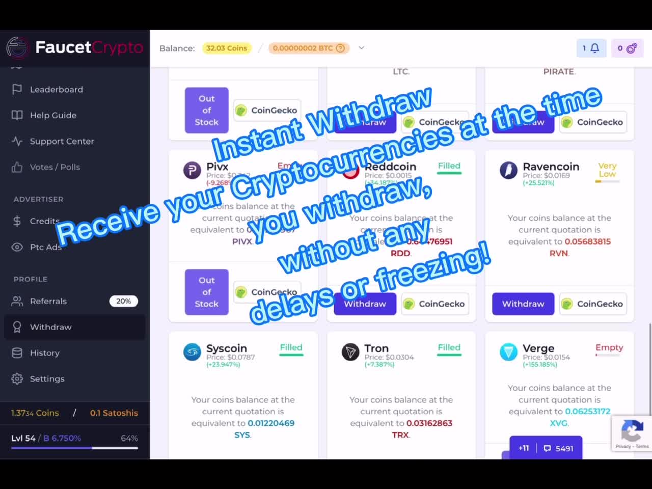 Easy to use Faucet for free Cryptocurrencies|Grab your free Coins today!