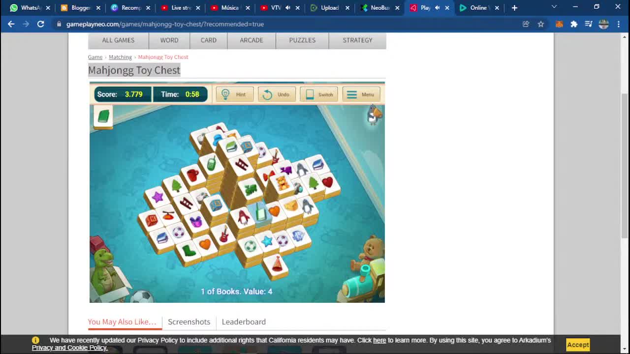 jogo Mahjongg Toy Chest neobux.mp4