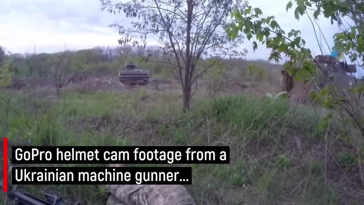 Ukraine GoPro Helmet Cam - FN Minimi Machine Gunner Assaults Russian Position Near Klishchiivka