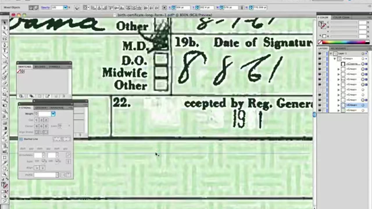 Obama Birth Certificate Faked In Adobe Illustrator - Official Proof