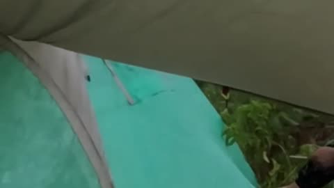 Solo camping in a heavy rain