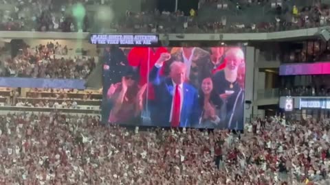 Crowd goes wild for Trump at Alabama Georgia game.