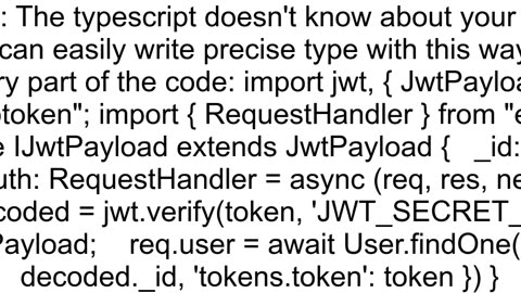 Property 39_id39 does not exist on type 39string JwtPayload39 Property 39_id39 does not exist on t