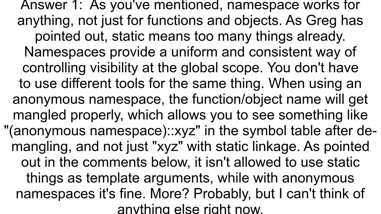 Why an unnamed namespace is a quotsuperiorquot alternative to static