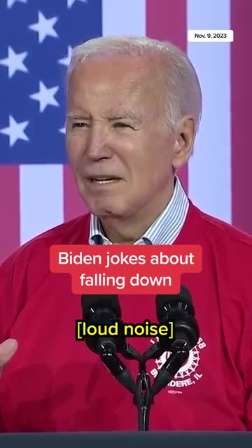 Biden jokes about falling down