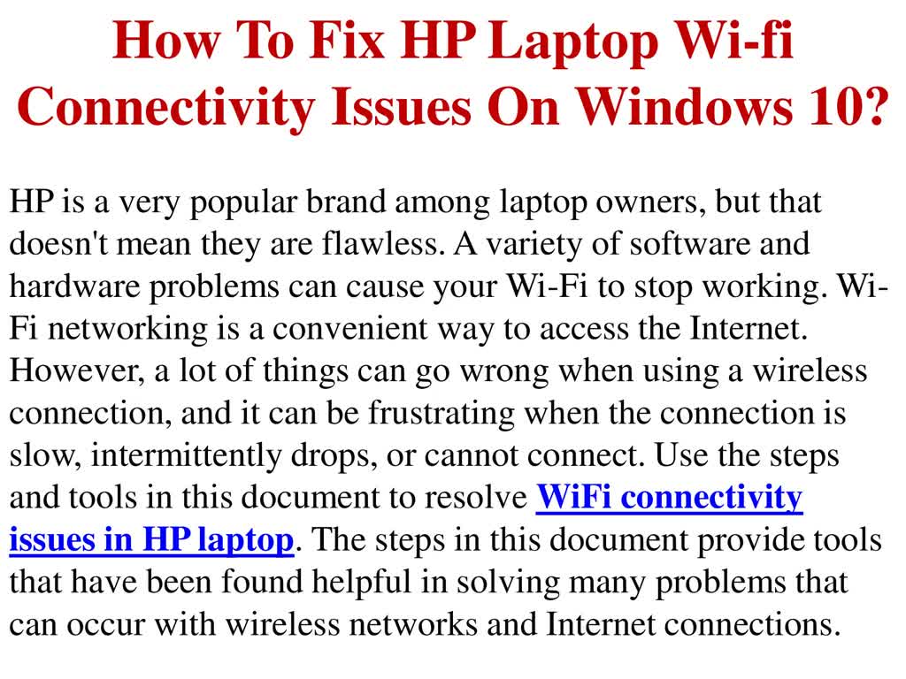 How To Fix HP Laptop Wi-Fi Connectivity Issues On Windows 10?