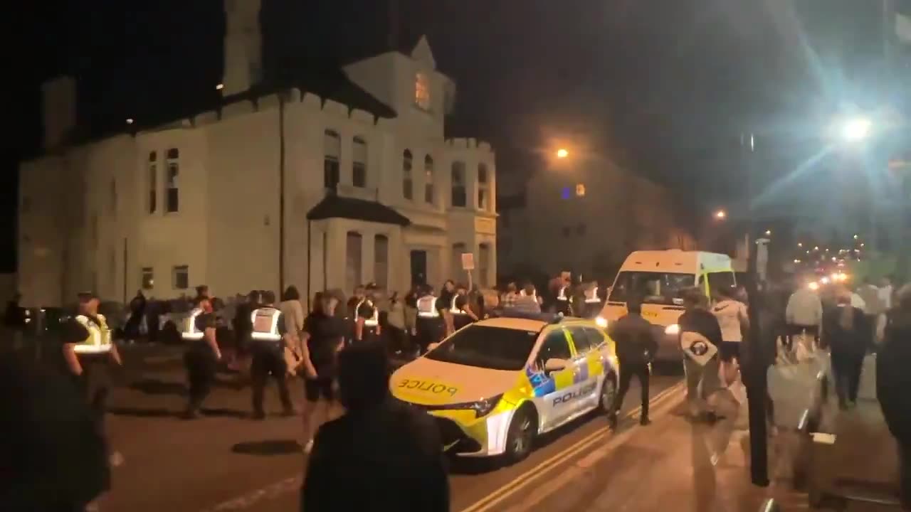 Leftist agitators escorted out of Aldershot by the police. ‘Go back to Brighton.’