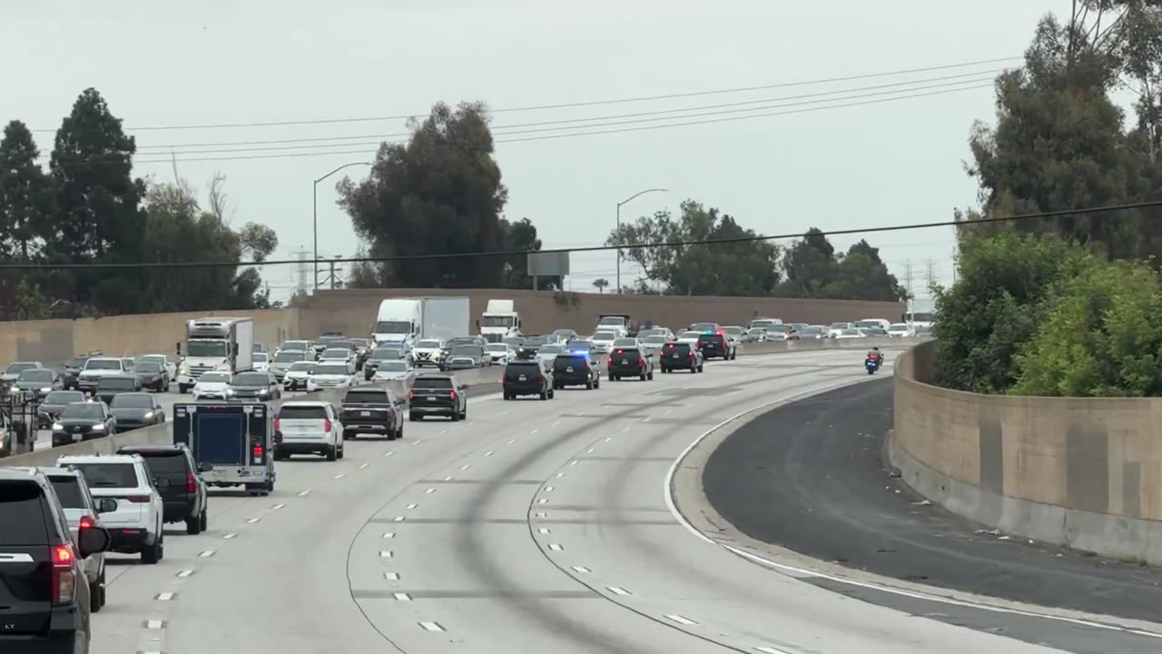 President Trump en route to hold a press conference in Rancho Palos Verdes