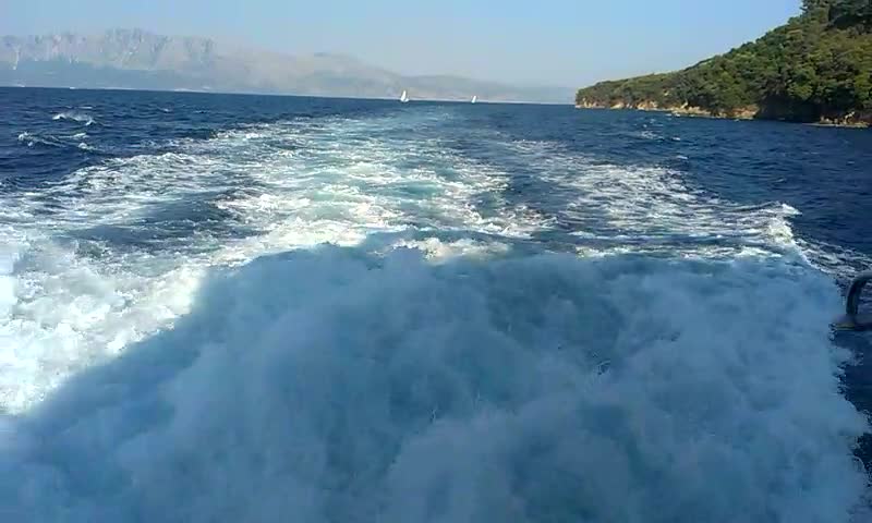 Sea trail of cruising ship in Ionian Sea