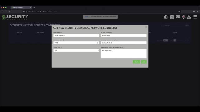 Security Universal Task Breakdown - Manually Installing Security Universal Network Connectors