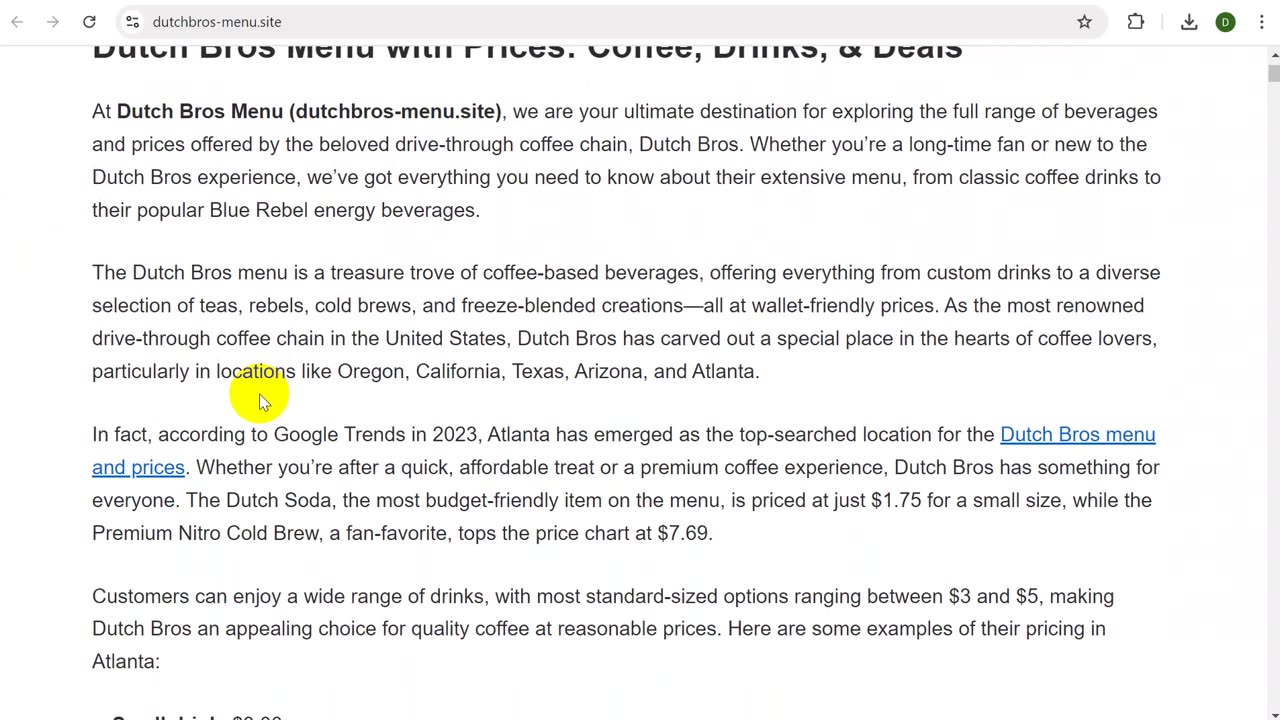 dutch bros coffee decatur menu