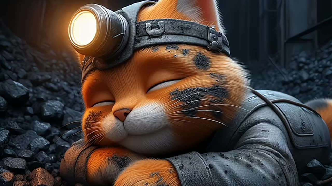 Cute cat goes mining