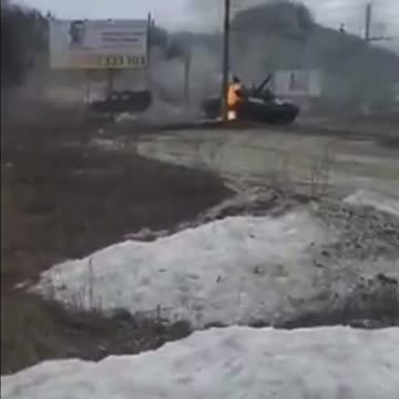Ukrainian military destroy an enemy Russian tank