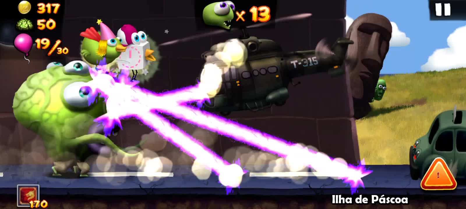 Playing a match with the hat unlocked in the game Zombie Tsunami (SKATER CAP).