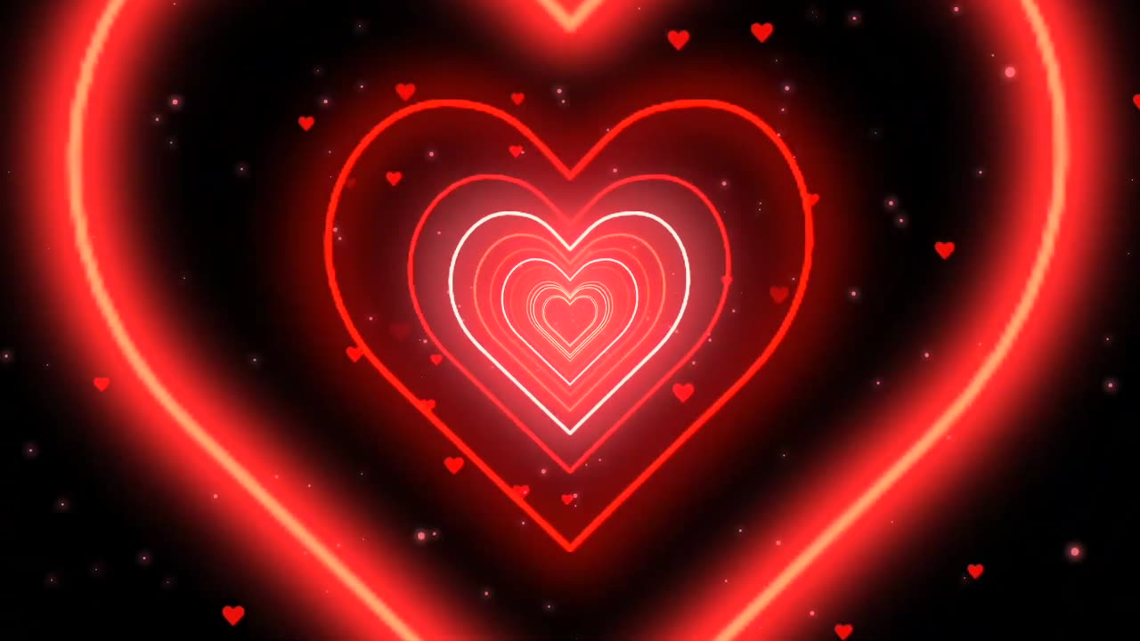 1178. Neon Lights Love Heart Tunnel Background❤️Red Heart Background