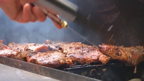 Wow! Cooking Big Recipe Eating Delicious over the charcoal in the street