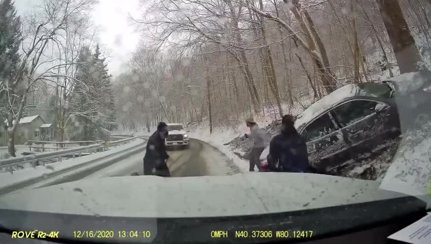 Dash cam shows truck crash into EMS vehicle in PA