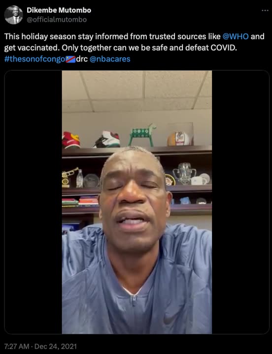 Mutombo Dead from Tumor. Tricked by Govt Liars Into Spreading Myth-Information on Deadly COVID Shots