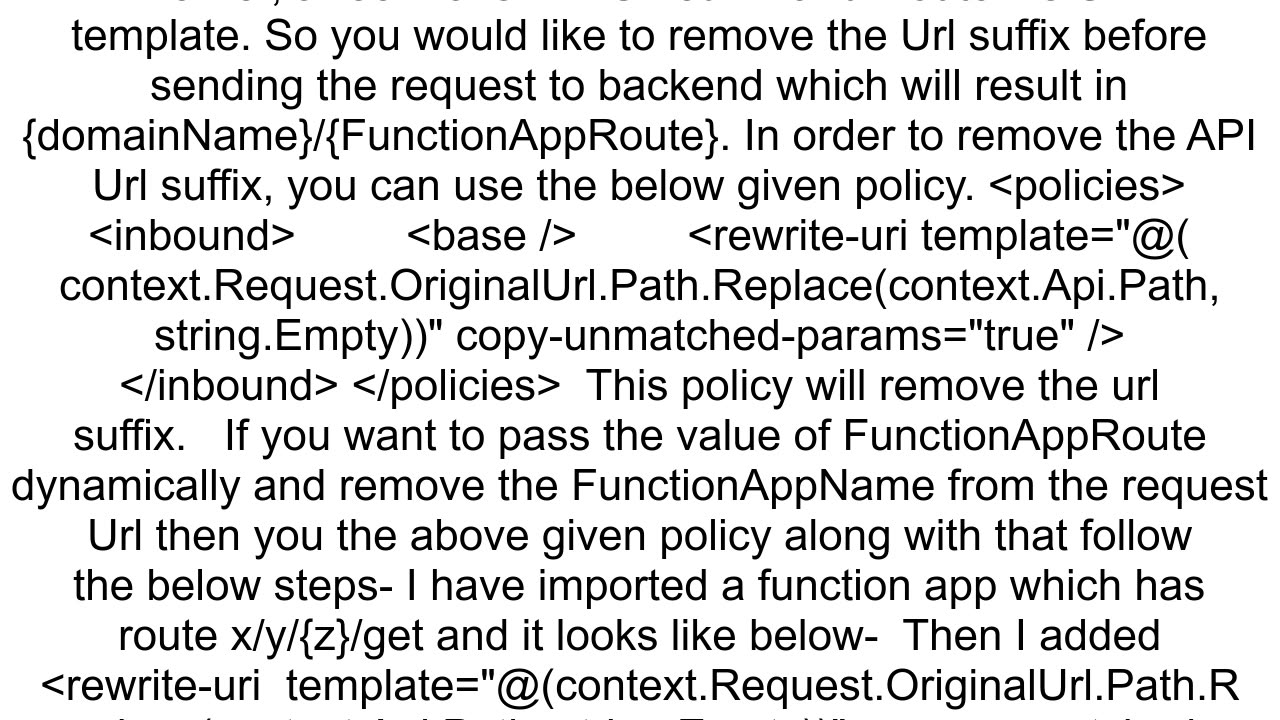 How do i remove the Function App name from an Azure APIM endpoint with a custom domain