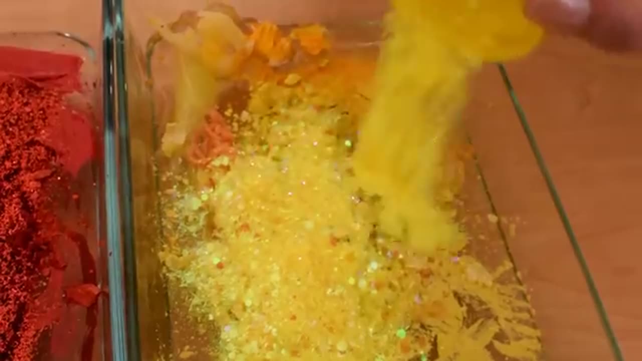 Red vs Yellow - Mixing Makeup Eyeshadow Into Slime ASMR