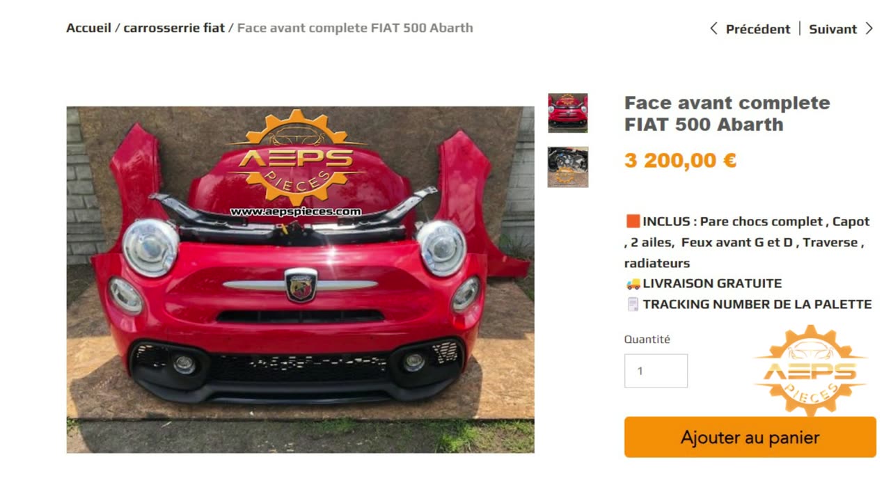 AEPSPIECES.COM - Face avant complete FIAT 500 Abarth