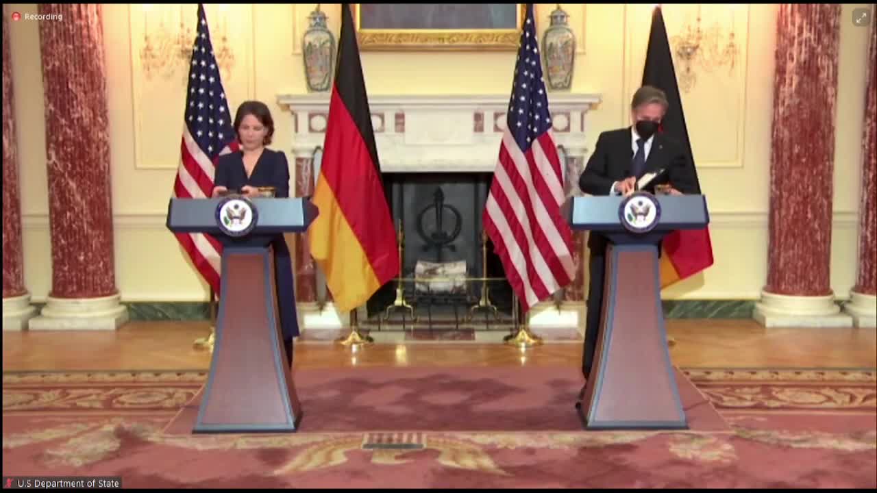 Secretary Antony Blinken Holds A Press Conference With German's Foreign Minister