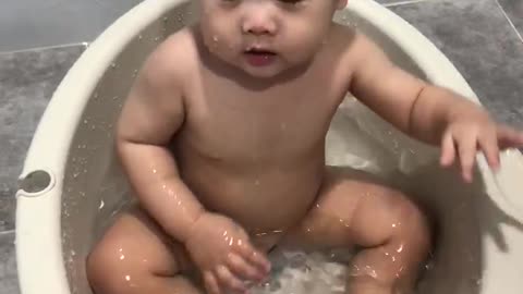 My baby's exciting bath.