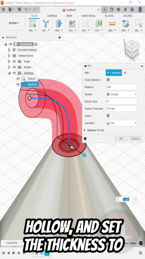 Fusion 360: Create Funnel