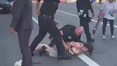 Secret Service TAKEDOWN of Protestor During Biden's Motorcade