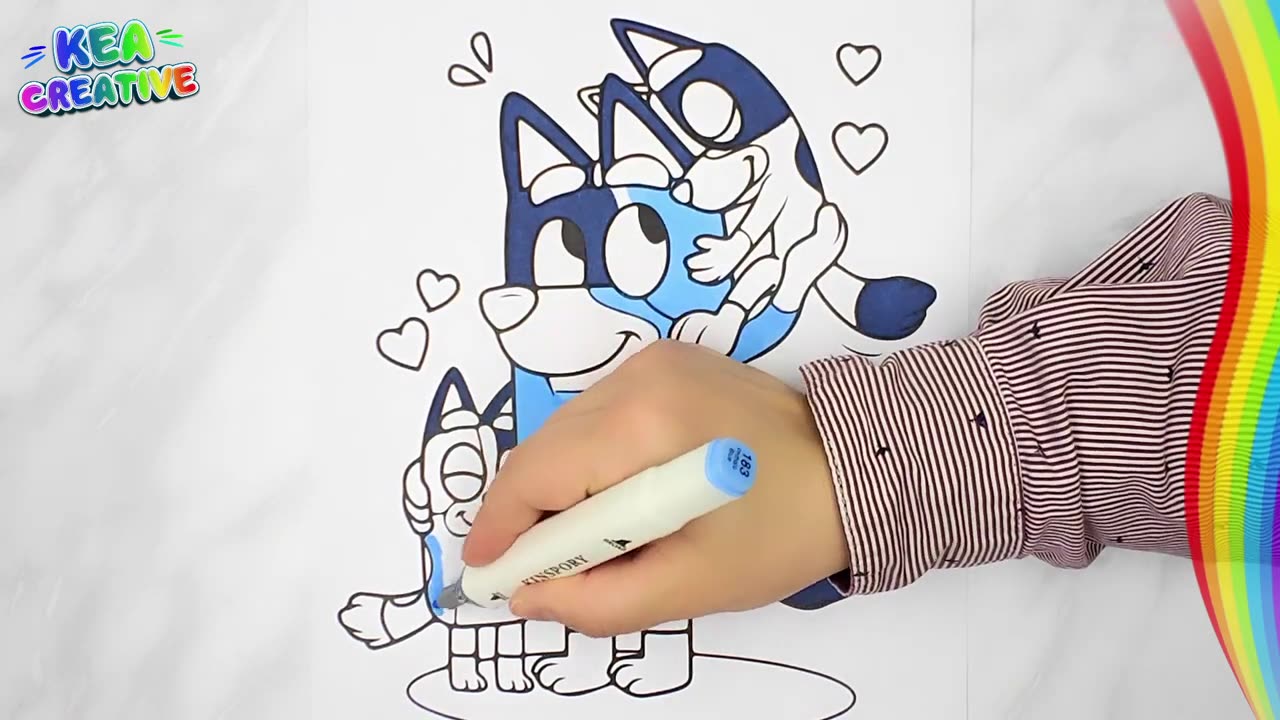 How To Color Bluey And Bingo Embracing Bandit - @KeaCreative2