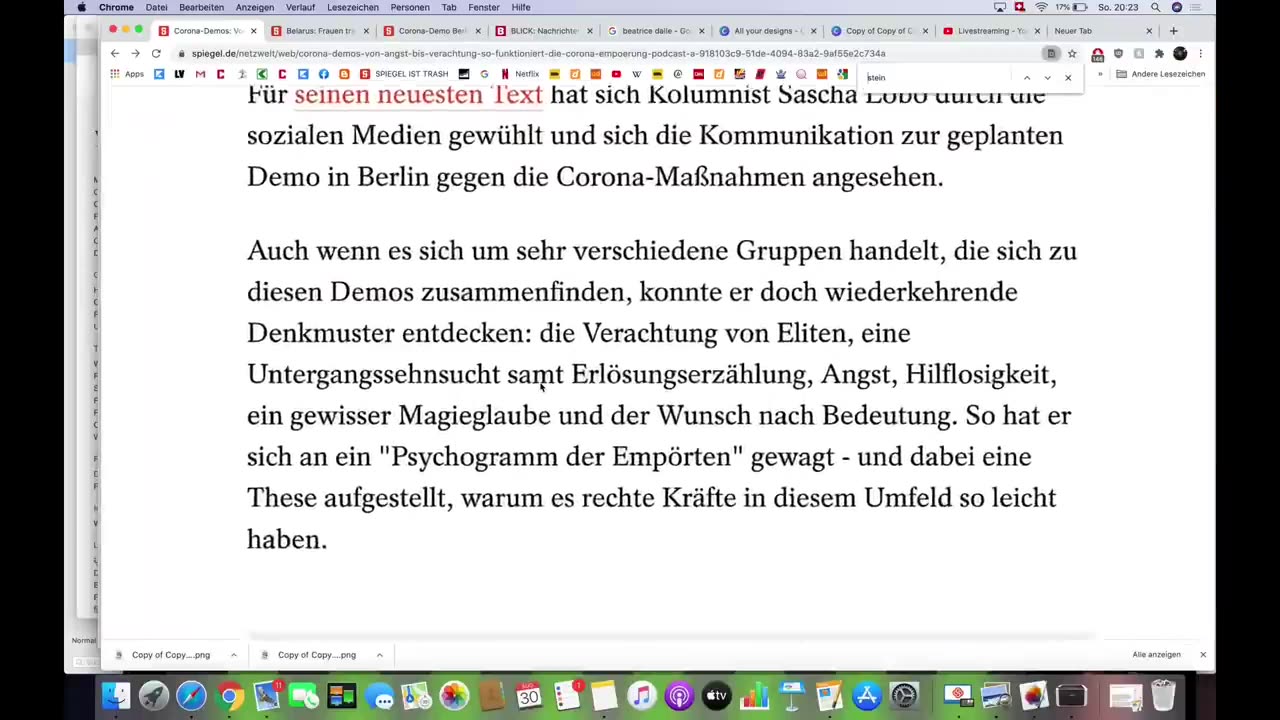 Wunderbares Corona - Eine Liebeserklärung und Bericht von den Demos in Berlin und Zürich