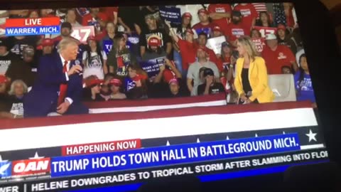 OANN live trump holds town hall in warren Michigan Friday 08:01 pm