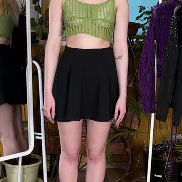 Trying on a very short Top