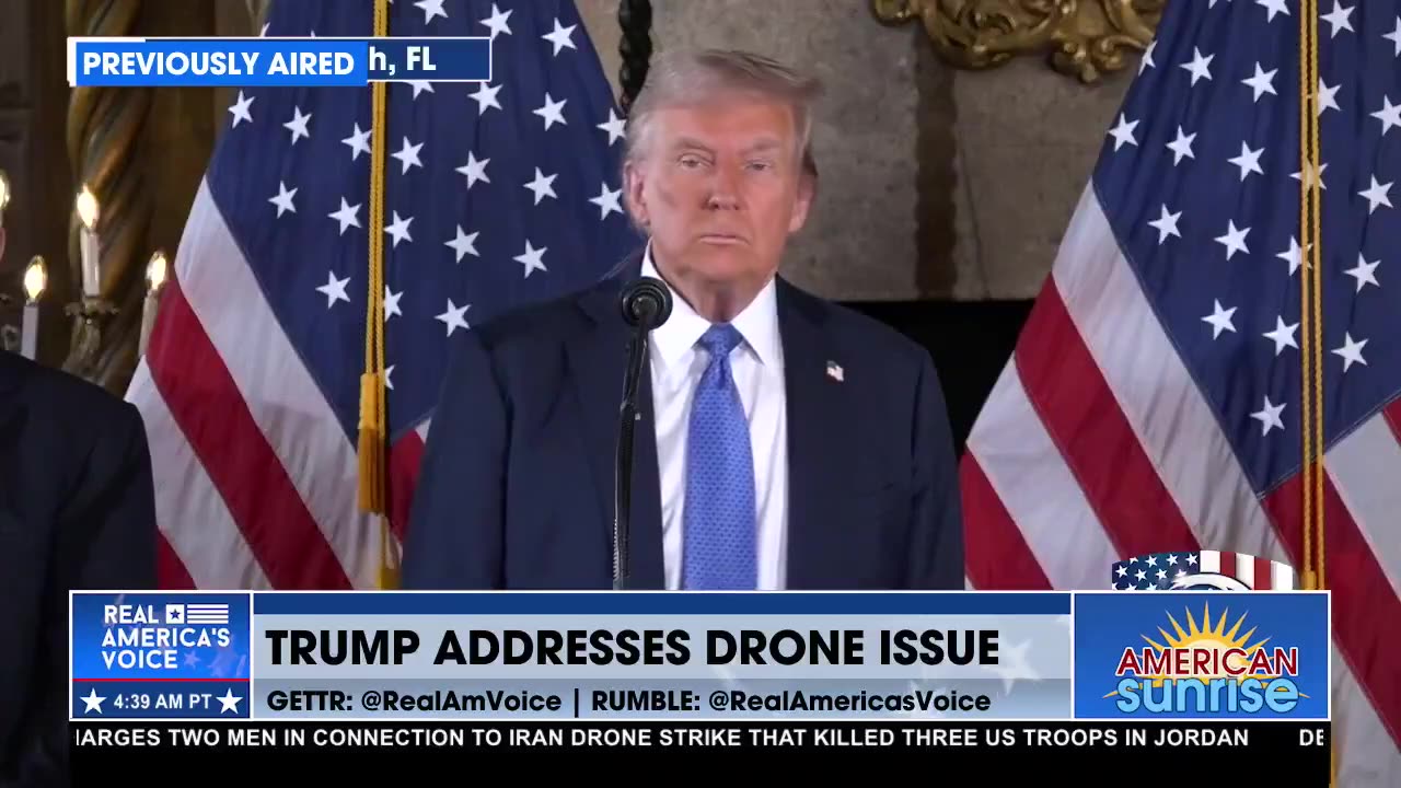 TRUMP ADDRESSES DRONE MYSTERY